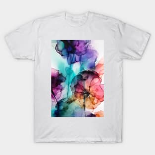 Rainbow Flowers - Abstract Alcohol Ink Art T-Shirt